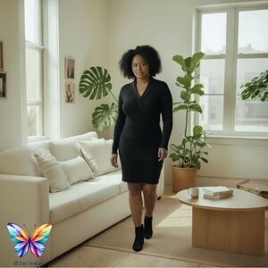 Joe Fresh Black Long Sleeve Dress